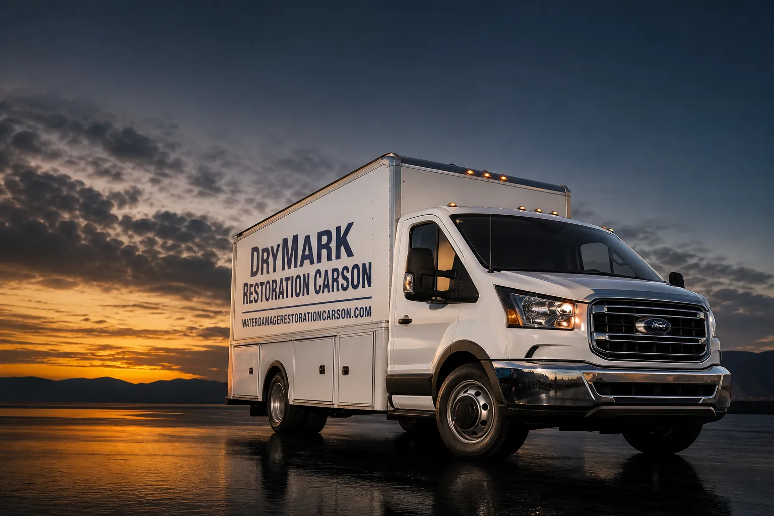 DryMark Restoration Carson damage restoration service vehicle and crew in Carson, CA